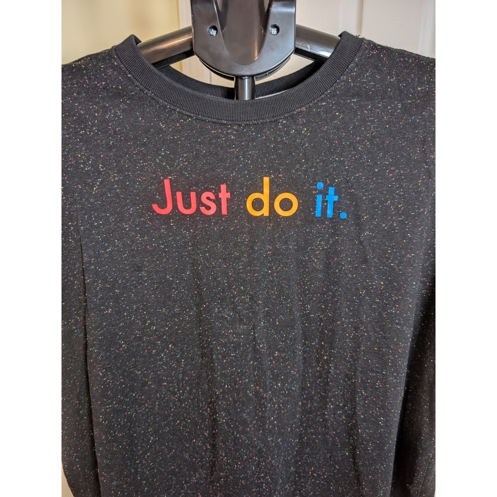 Nike T-Shirt Black Just Do It Rainbow Space Dye Speckled - Size 2X - Picture 5 of 5